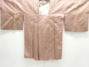 格子に花模様織り出し道行コート